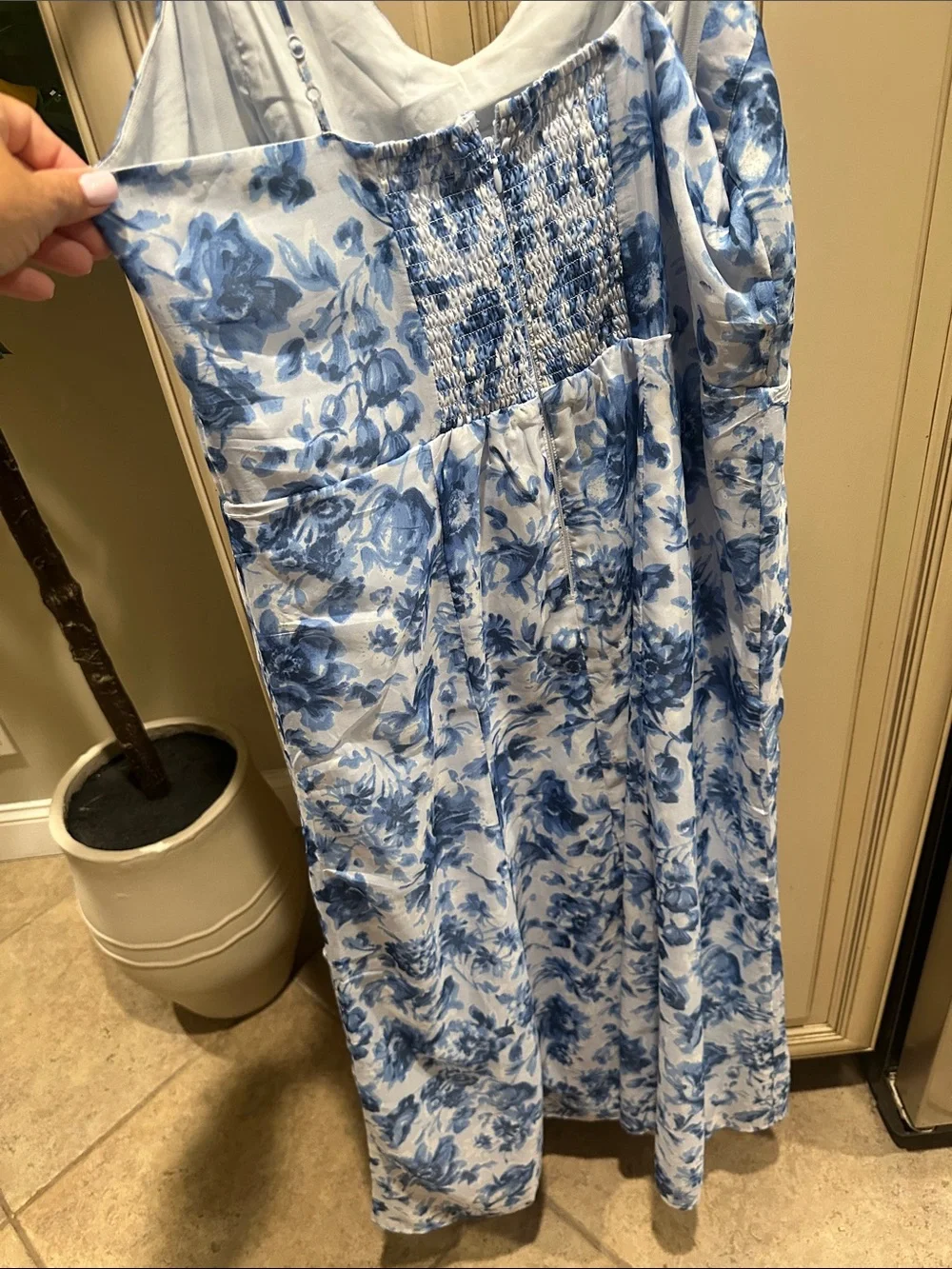Abercrombie & Fitch Blue and White Floral Maxi Dress